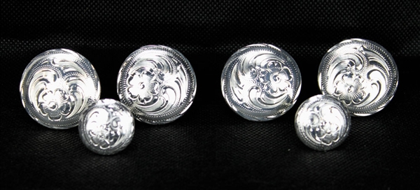 Sterling Silver Plated Saddle Concho Set