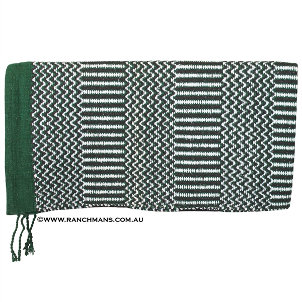 Double Weave Navajo Cowboy Saddle Blanket 32"x64"-Green