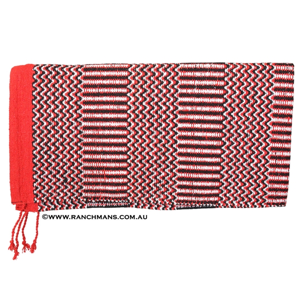 Double Weave Navajo Cowboy Saddle Blanket 32"x64"-Red
