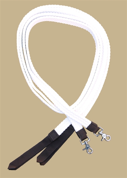 Ranchman's 1" Flat Braided 100% Cotton Split Reins - White