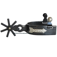 Ranchmans Mens Black Satin Buckaroo Star Spurs