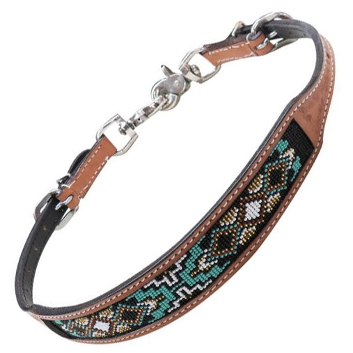 Showman® Teal Beaded Inlay Breast Collar Wither Strap