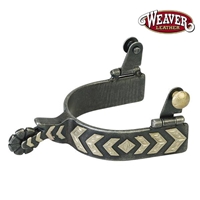 Weaver Leather® Mens Buffed Black German Silver Chevron Trim Spurs