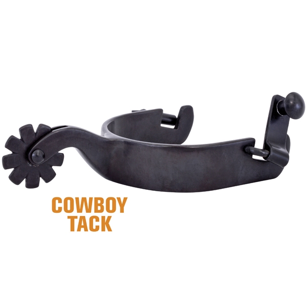 Cowboy Tack® Mens Black Satin Cowhand Spurs w/9 Point Rowels