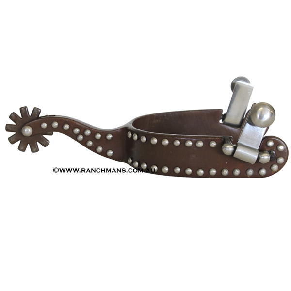 Ranchmans Mens Antique Brown Silver Dot Spurs