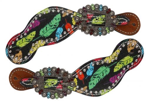 Showman® Ladie's Feather Print Spur Straps