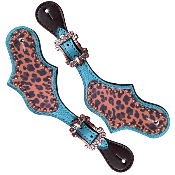 Showman® Ladies Cheetah Print Overlay Spur Straps