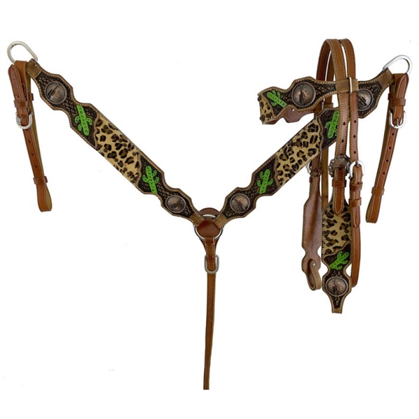 Showman® Cheetah & Cactus Bridle & Breastcollar Set