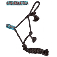 Showman® Brown Mule Tape Halter w/Teal & Rust Southwest Bead