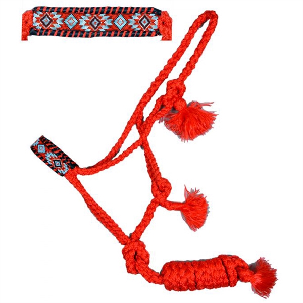 Showman® Red Mule Tape Halter w/Southwest Beaded Noseband