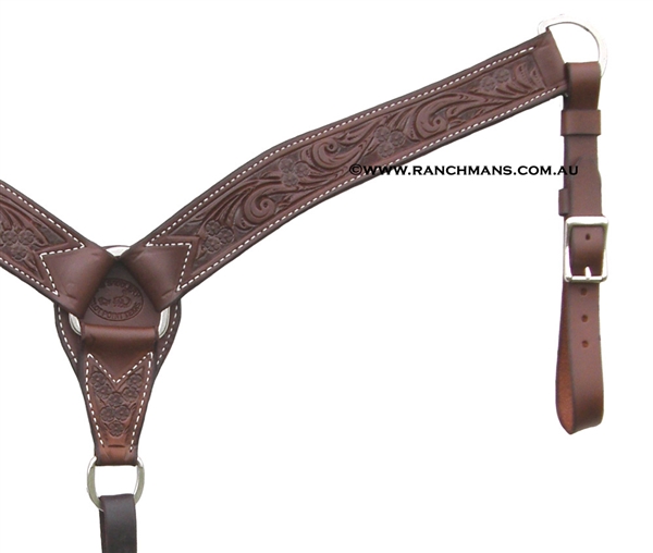 SRS® Heavy Oil Tooled Team Roper Breast Collar