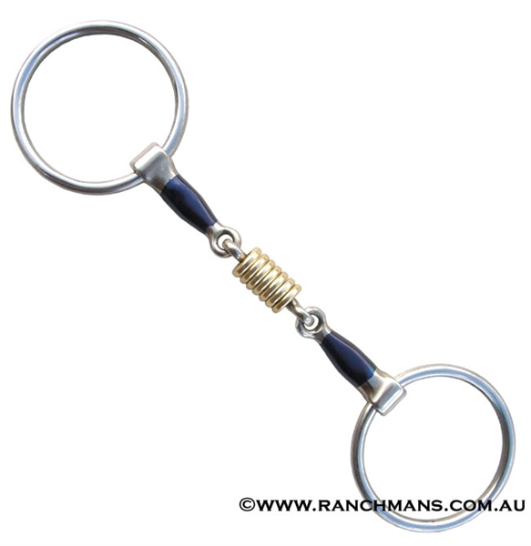 Blue Alloy Training Snaffle w/Roller Mouth