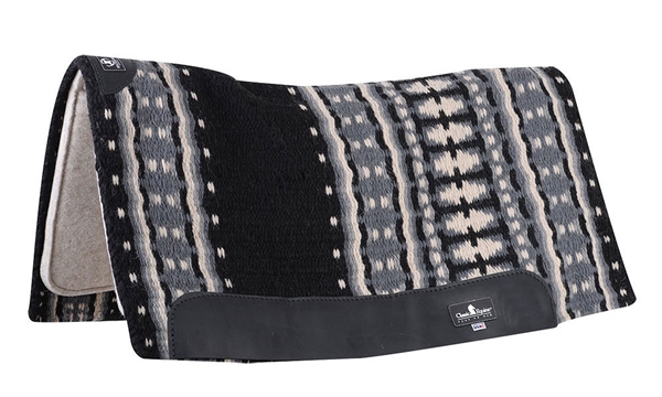 Classic Equine® 3/4" Contour Wool Top Alpaca Saddle Pad 34" x 38"- Black & Grey