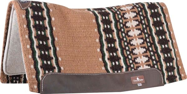 Classic Equine® Contour Wool Top Alpaca Saddle Pad 34" x 38"- Camel/Green