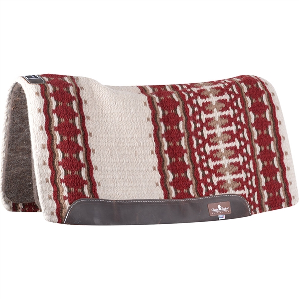 Classic Equine® Contour Wool Top Alpaca Saddle Pad 34" x 38"- Ivory/Crimson