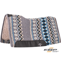 Classic Equine® ESP™ Extra Sensory Protection Contoured Wool Top Saddle Pad 34" x 38"  - Charcoal & Malibu Blue