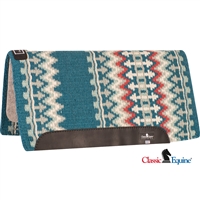 Classic Equine® Wool Top Saddle Pad 32" x 34" - Ocean Blue & Cream