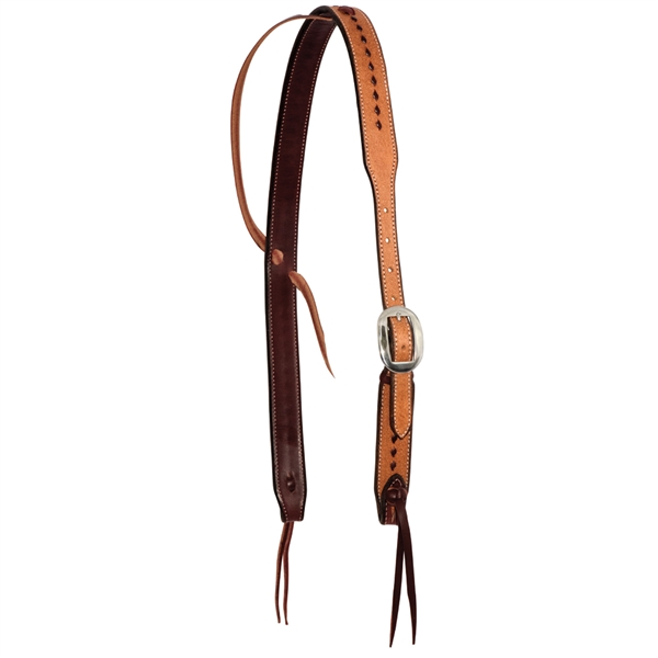 Ranchman's Rough Out Buckstitched Cowboy Knot Slip Ear Headstall