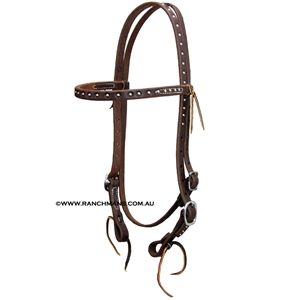 Ranchman's 5/8" Harness Leather Browband Bridle w/Dots