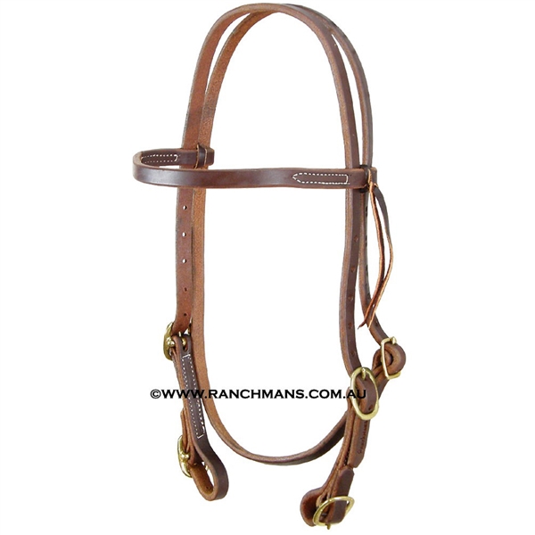 Ranchman's 5/8" Harness Leather Browband Four Buckle Bridle