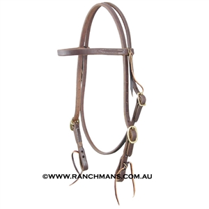 Ranchman's 5/8" Harness Leather Browband Headstall with Tie Ends