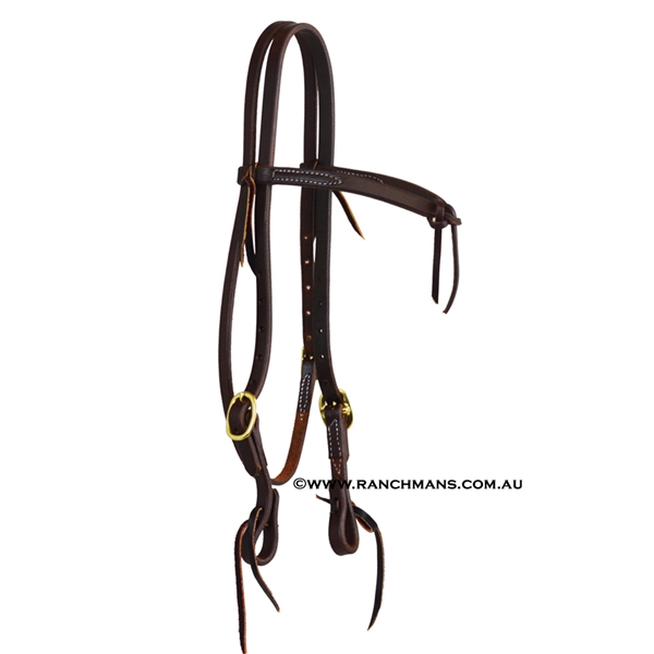 Ranchman's 5/8" Harness Leather Browband Headstall w/Futurity Knot