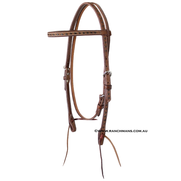 Ranchmans Frontier Collection Browband Headstall-Black Buckstitch