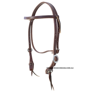 Ranchman's 5/8" Harness Leather Browband Headstall w/Cart Buckles