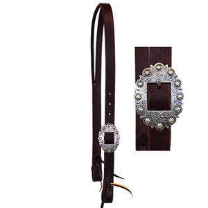 Ranchmans 1" Antique Silver Buckle Slit Ear Headstall