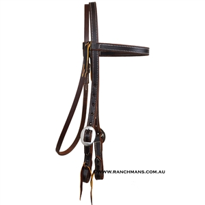 Ranchmans 3/4" Double & Stitched Cart Buckle Browband Headstall