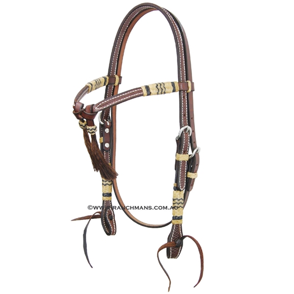 Ranchmans Oiled Futurity Browband Bridle w/Rawhide Trim