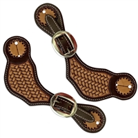 Showman® Ladies Two Tone Basket Stamp Spur Straps