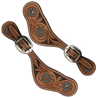 Showman® Ladies Light Oil Tooled Spur Straps