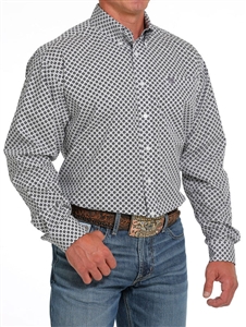 Mens Cinch® White/Purple Geometric Print Shirt