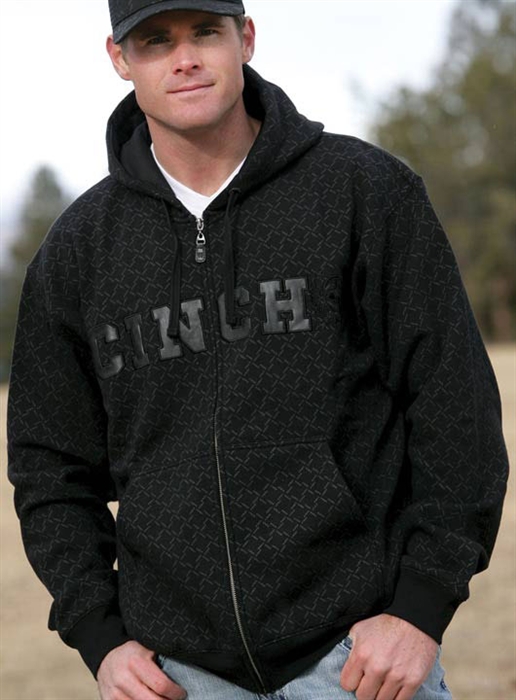 Mens Cinch® Zip Front Hoodie-Black