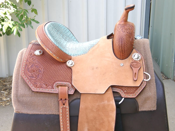 SRS® 14" Barrel Racer Saddle w/Faux Gator Turquoise Bicycle Seat