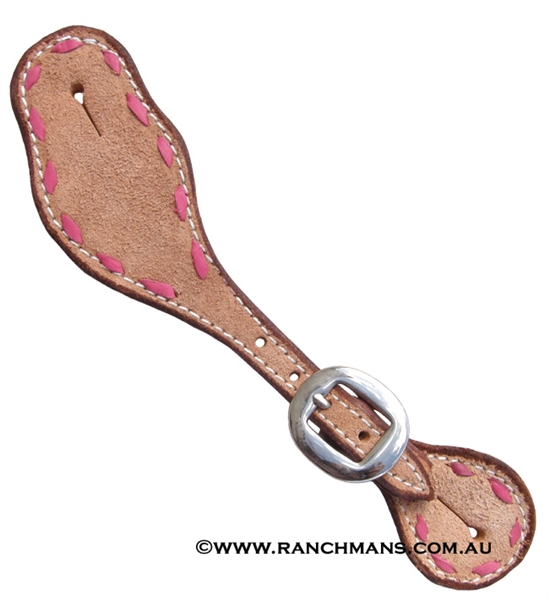 Ranchman's Ladies Pink Buckstitch Spur Straps