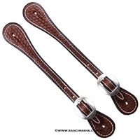 Ranchman's Men's Oiled Basket Weave Tooled Spur Straps