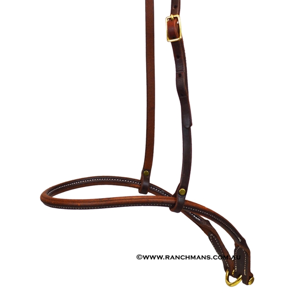 Ranchman's Rolled Harness Leather Tie Down Noseband-Oiled