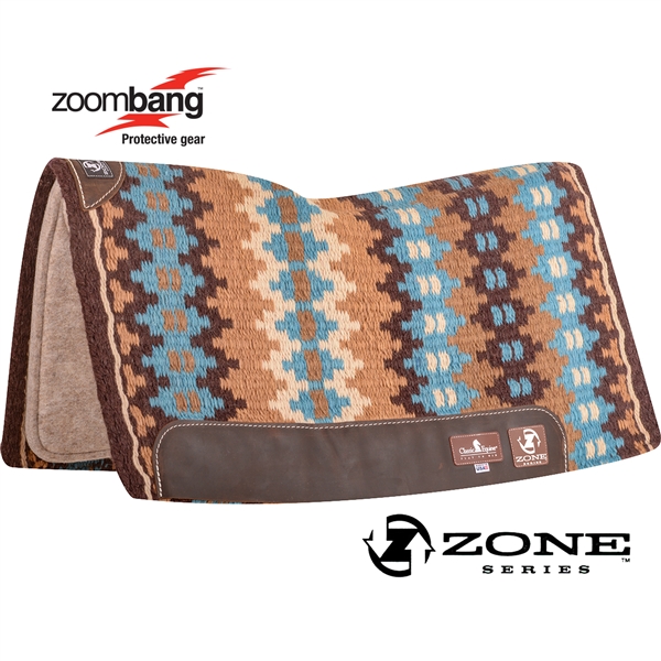 Classic Equine® Zone™ Wool Top Saddle Pad 32" x 34" - Coffee & Turquoise