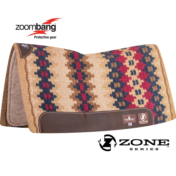 Classic Equine® Zone™ Wool Top Saddle Pad 32" x 34" - Sheepskin & Raspberry