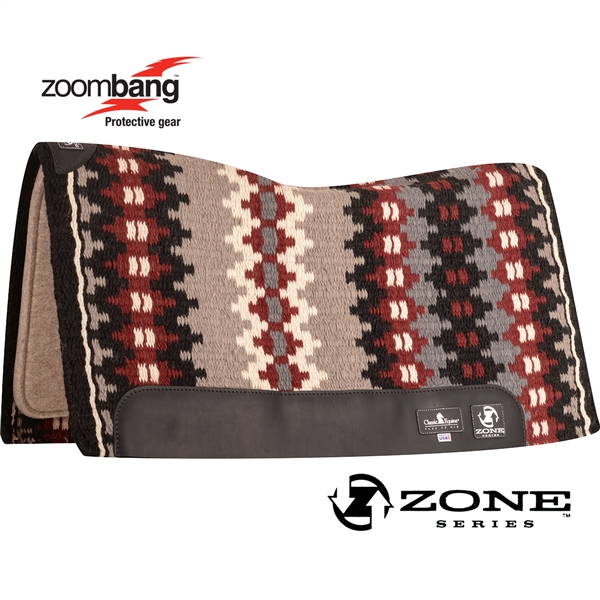 Classic Equine® Zone™ Wool Top Saddle Pad 34" x 38" - Black & Red