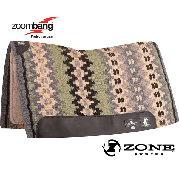 Classic Equine® Zone™ Wool Top Saddle Pad 34" x 38" - Charcoal & Sage