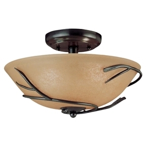 12" Round Semi Flush Mount Ceiling Light With Twigs