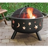 Stars Moon Sky Black Steel Fire Pit Bowl