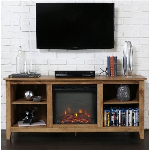 Barnwood 2 in 1 TV Stand and Fireplace with Space Heater