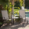 Padded Sling Chair Patio Glider Set with Table - 3 piece