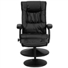 Black Faux Leather Recliner Chair with Ottoman