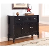 Solid Wood Sideboard Console Table - Black Finish
