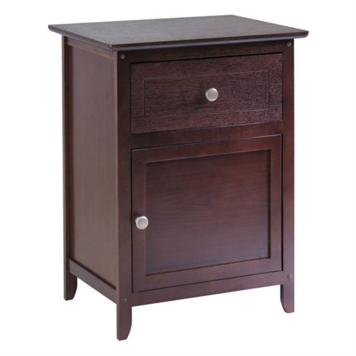 Antique Walnut Wood Finish Bedroom Nightstand - End Table Cabinet